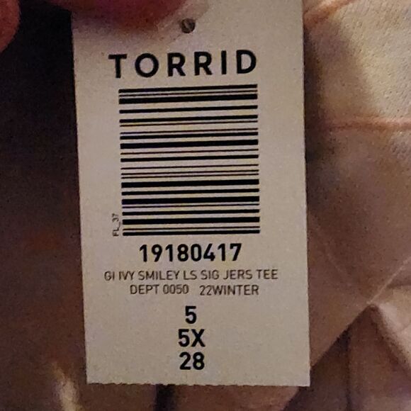 5X 28W Torrid Torrid Cream Pink Doodles Sketch Tattoo Happy Face Long Sleeve Tee - Picture 7 of 7